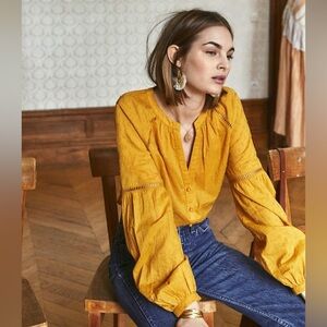 Sezane mustard blouse.